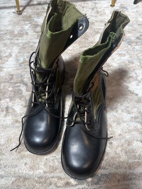 Olive Green Canvas Lace-Up Vietnam 03-1968 Combat Boots